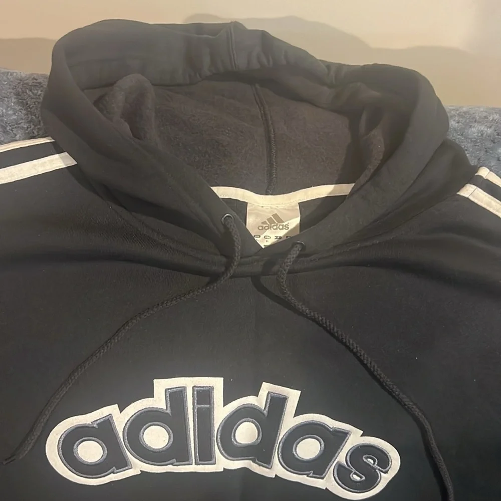 Adidas Black Hooded Sweatsuit with White Stripes - Picture 5 of 8